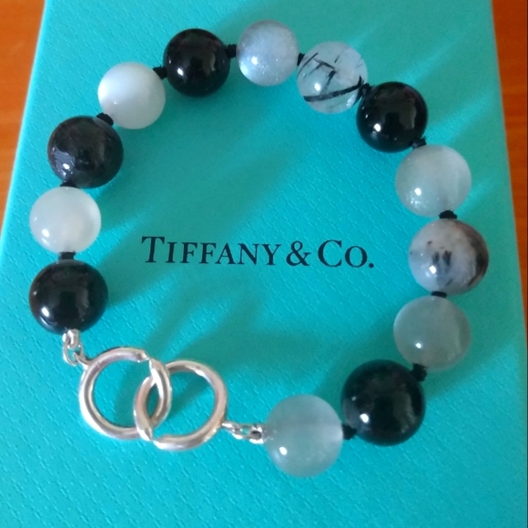 Tiffany and Co Onyx and Moon stone bracelet. - Picture 1 of 4